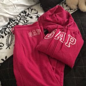 Pink And white gap jogging suit